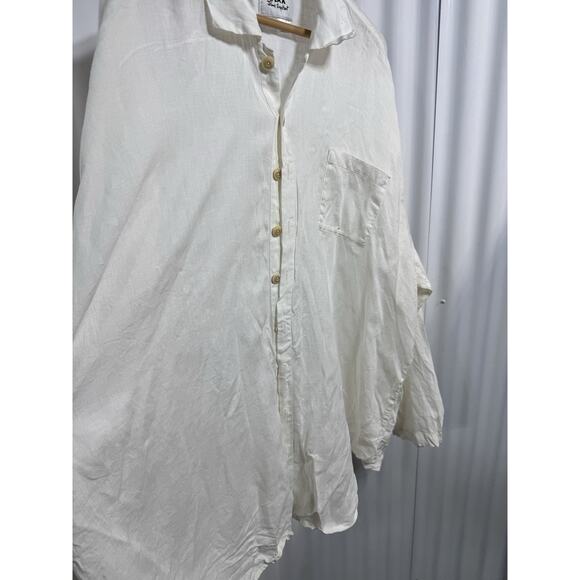 Vintage FLAX by Jeanne Engelhart Oversize Linen Shirt White Sz XL Long Sleeve - Picture 2 of 7